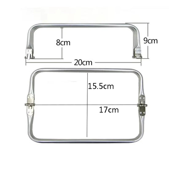 Set 10 Chiusure in Alluminio Argento per Borse Uncinetto  – Chiusura a Scatto per Pochette, Clutch e Doctor Bag (16-40 cm)
