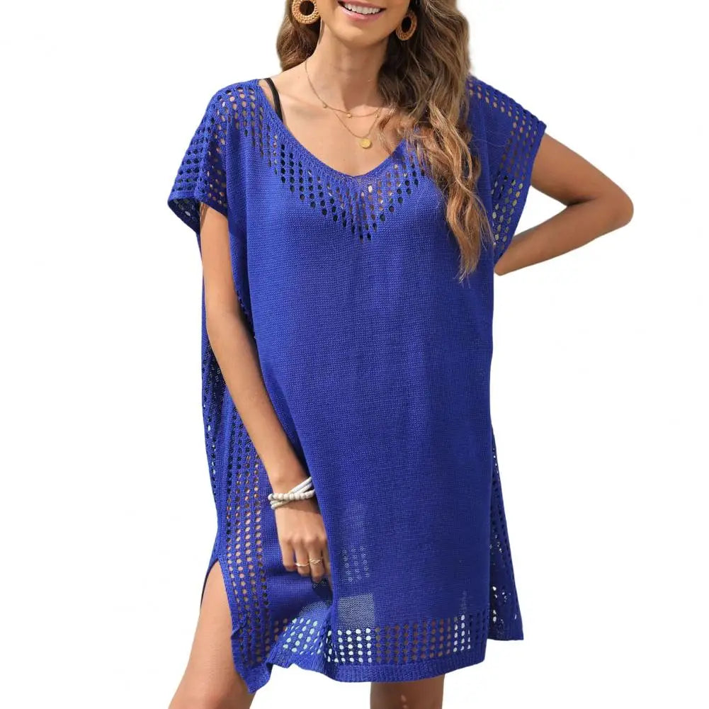 Pareo Copricostume Donna Estivo Elegante – Vestito Mare Lungo in Tinta Unita con Spacco Sexy