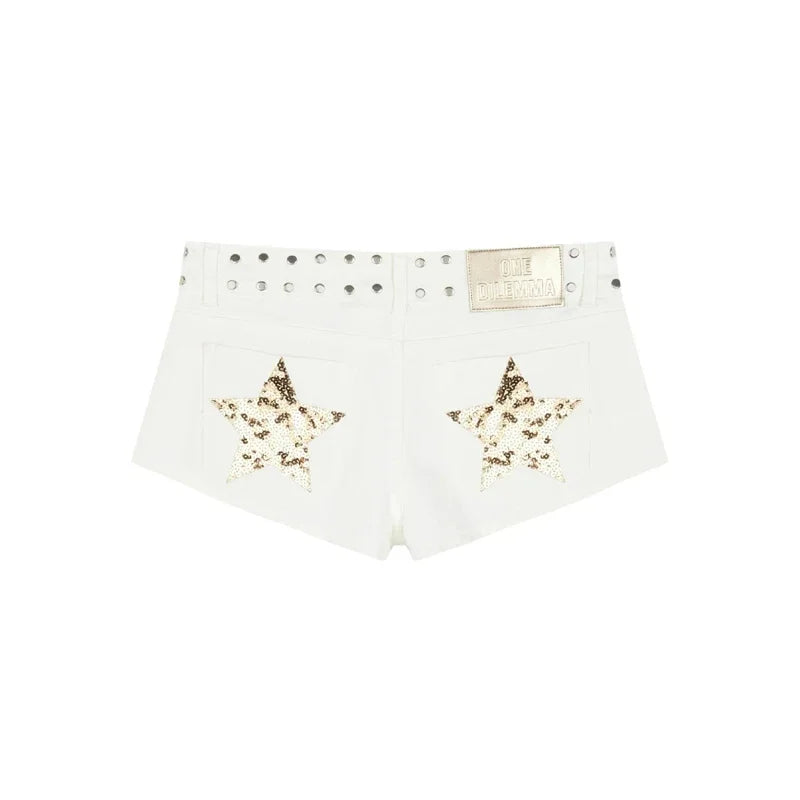 Shorts Jeans Donna Y2K con Stelle – Hot Pants Denim Streetwear
