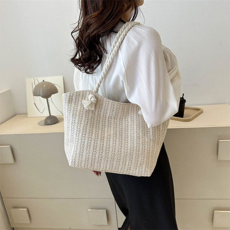 Borsa a Spalla Estiva in Paglia Intrecciata per Donna – Stile Boho Chic, Grande Capacità, Perfetta per Spiaggia e Vacanze