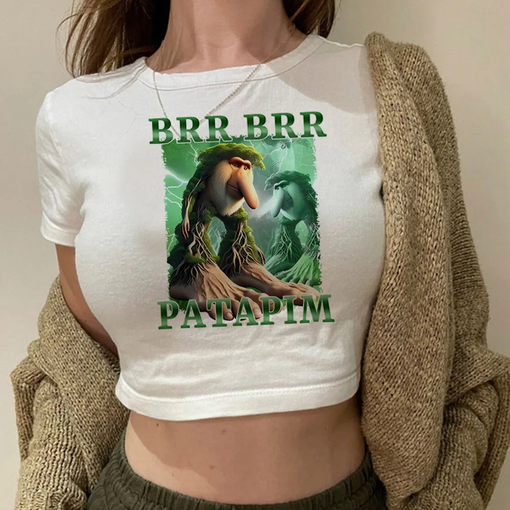 Maglietta Crop Top Italian Brainrot – Stile Memes Colorato e Trendy