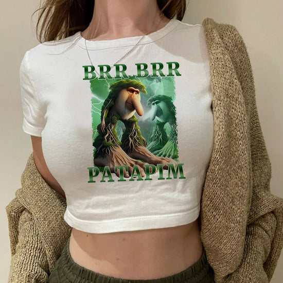 Maglietta Crop Top Italian Brainrot – Stile Memes Colorato e Trendy
