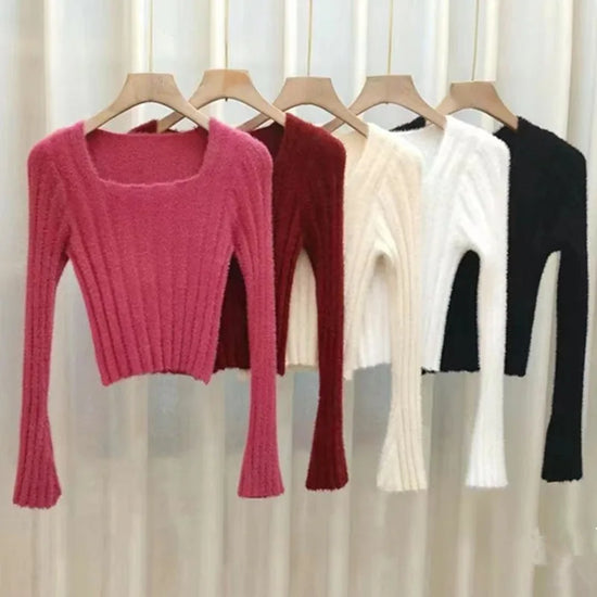Maglione corto in maglia per l’autunno/inverno