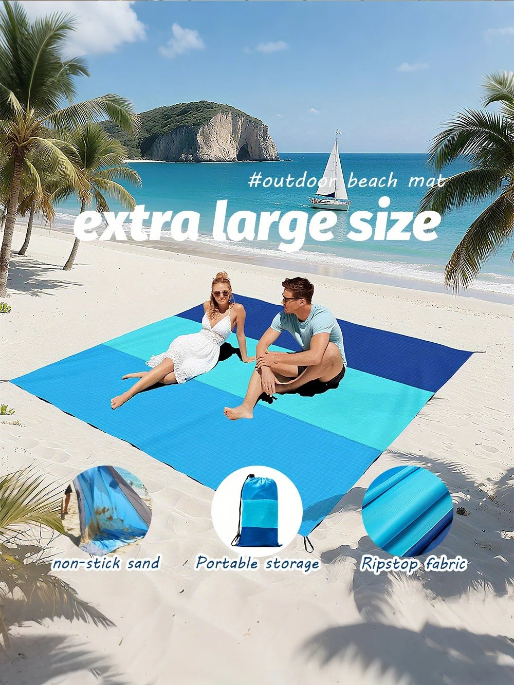 Telo Mare Antisabbia XXL – Asciugatura Rapida e Pieghevole