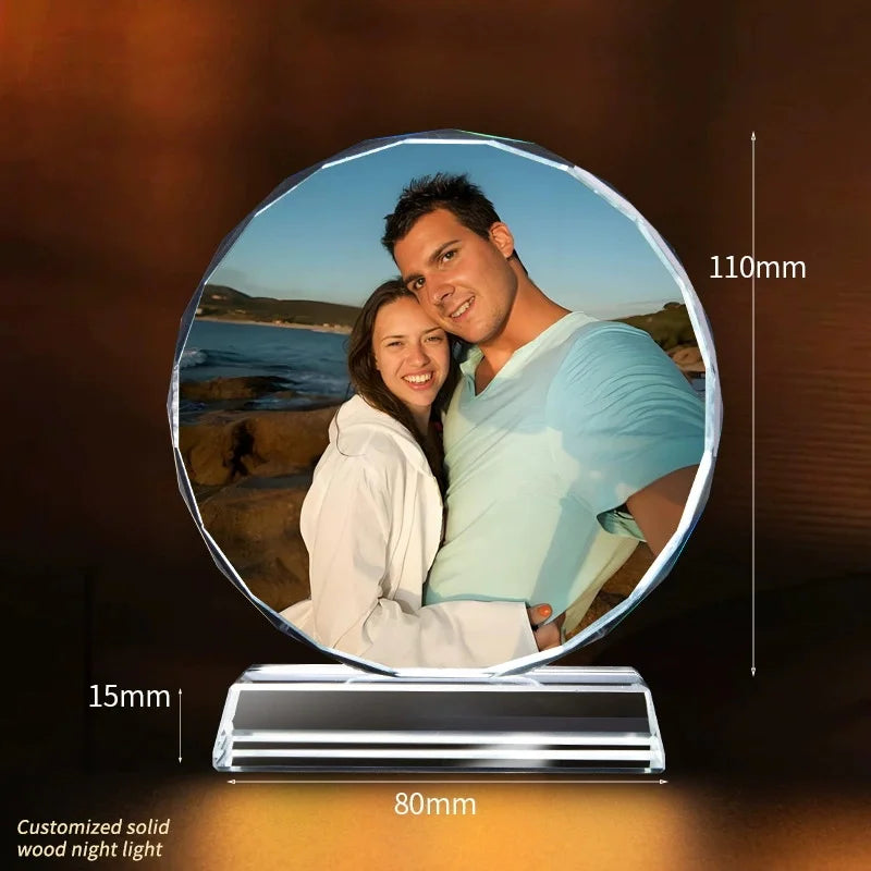 Cristallo Rotondo Personalizzato con Foto e Incisione – Ricordo Elegante per Anniversario e Matrimonio