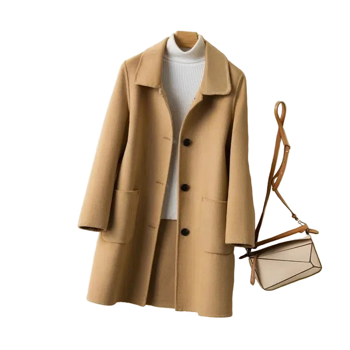 Cappotto in lana donna – Overcoat doppio lato, taglio medio, stile elegante per autunno e inverno
