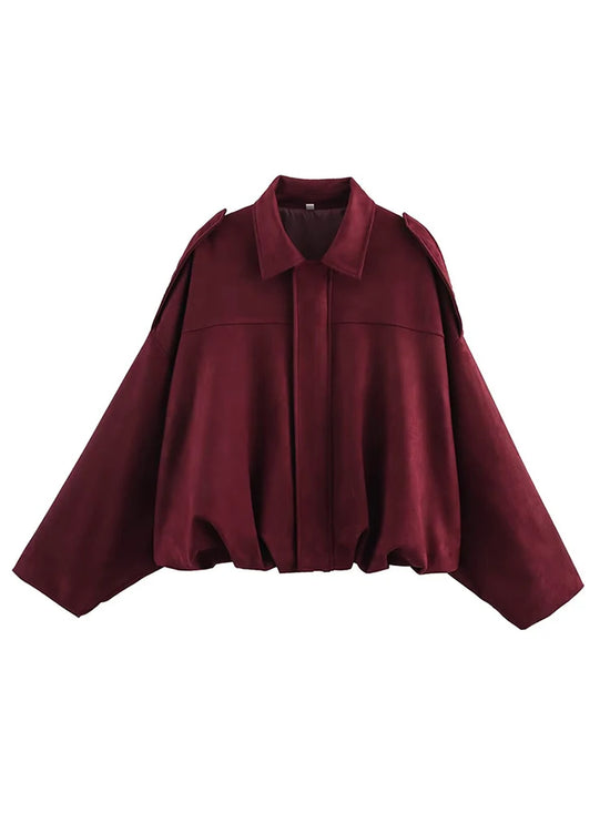 Giacca Bomber Oversize  Donna Stile Vintage – Giubbotto Elegante e Morbido per Occasioni Speciali