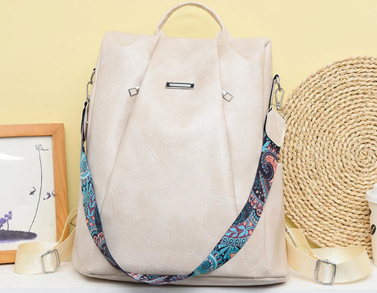 Zaino donna in pelle sintetica PU grande capacità – backpack anti-furto retrò per scuola, viaggio e uso quotidiano