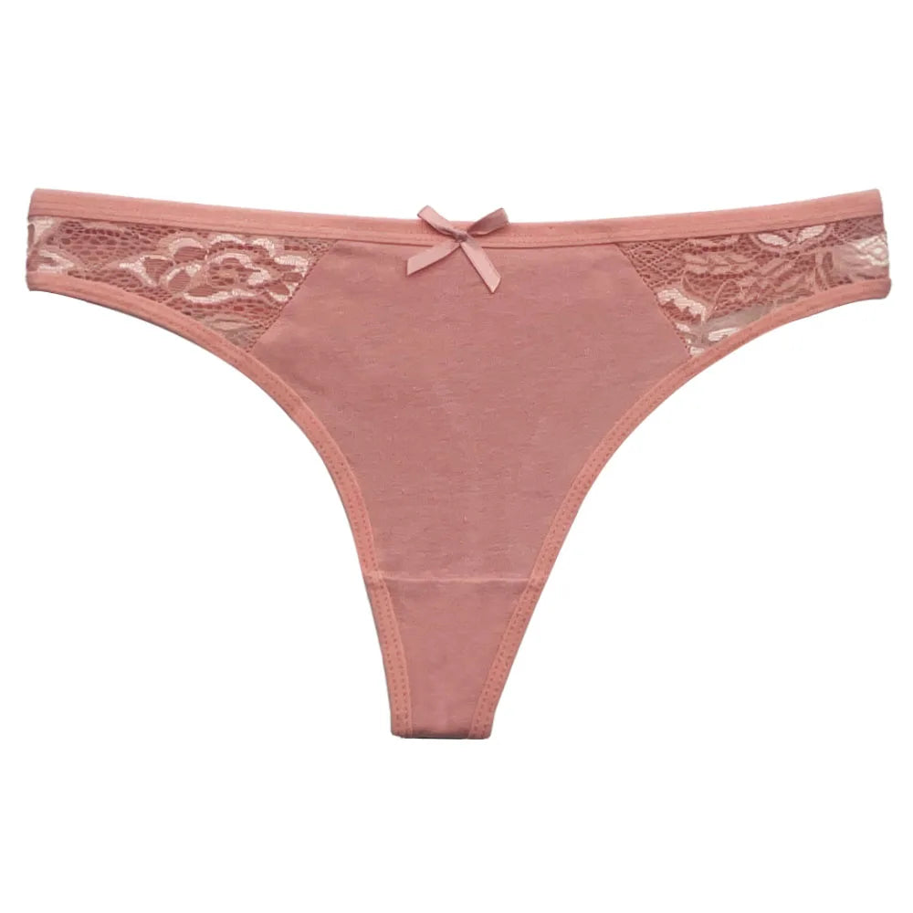 Set 5 pezzi perizomi donna in cotone – G-string vita bassa low-rise in colori solidi, lingerie comoda quotidiana