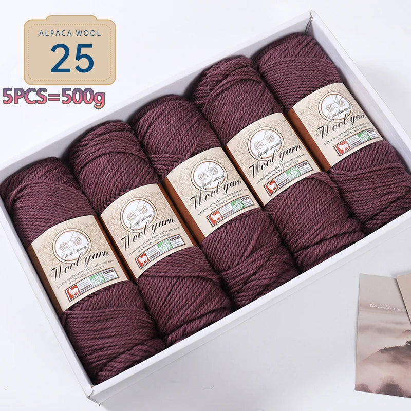 Set 5 gomitoli filato spesso alpaca 500 g – yarn grosso per maglioni, cappotti e crafting inverno