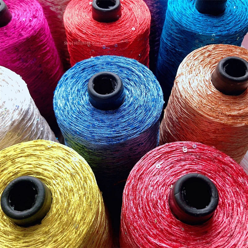 Filato Ice Silk con paillettes 500 g – Yarn mercerizzato con sequin per lavori a uncinetto, maglieria decorativa e top scintillanti