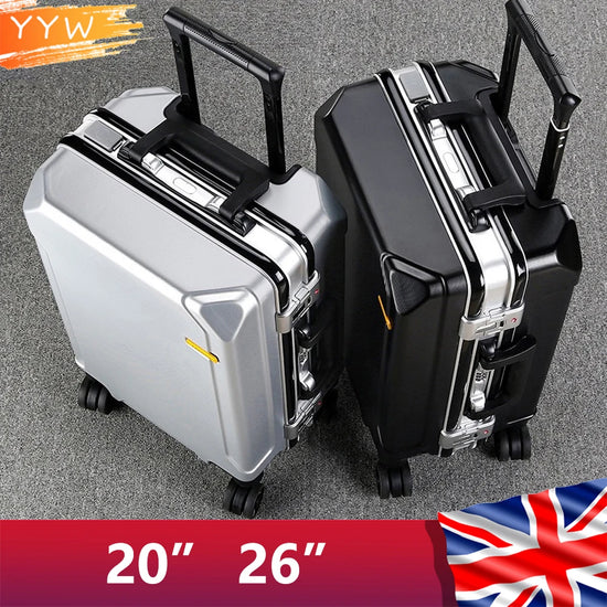Trolley rigido alluminio 20-26″ cabina/da viaggio con serratura TSA + porte USB – valigia leggera e professionale