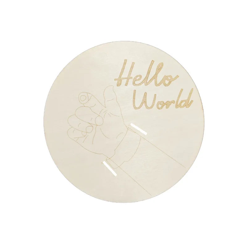 Porta Braccialetto Nascita Neonato – Targhetta Hello World in Legno