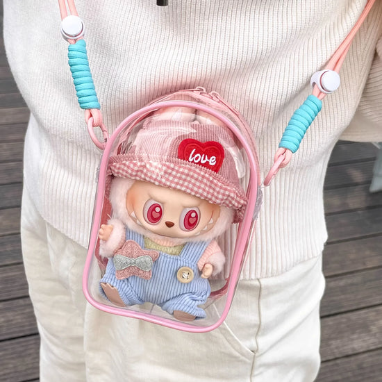Custodia Labubu THE MONSTER 15 cm da spalla – borsa PVC trasparente protettiva