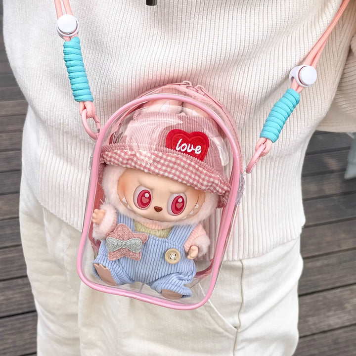 Custodia Labubu THE MONSTER 15 cm da spalla – borsa PVC trasparente protettiva