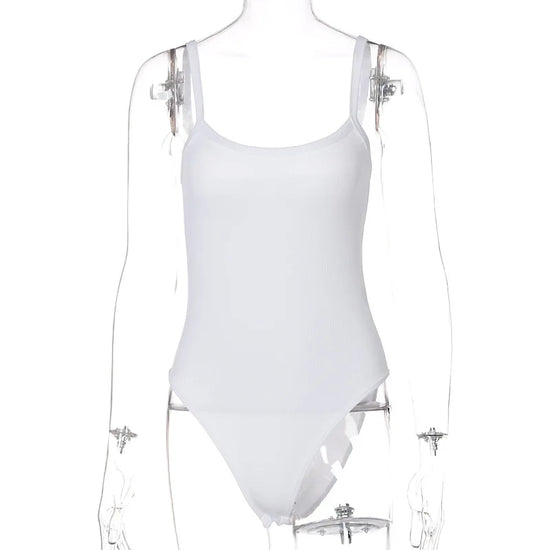 Bodysuit bianco body con senza spalline – aderente sexy da donna