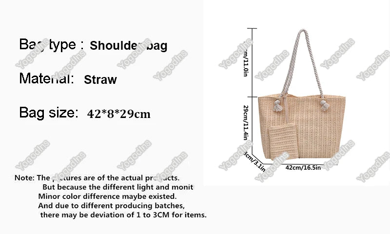 Borsa Tote Donna in Paglia Grande Capacità – Stile Boho Estivo