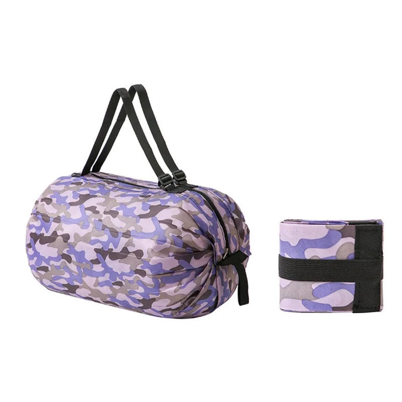 Shopper pieghevole grande capacità in nylon camouflage – Borsa da viaggio riutilizzabile leggera