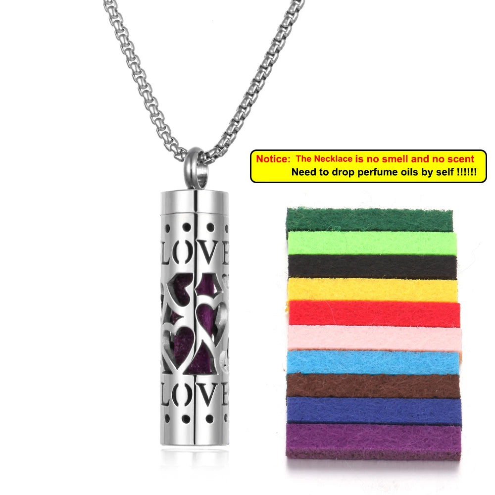 Collana diffusore profumo in acciaio – Aromaterapia wearable argento con spugnetta interna