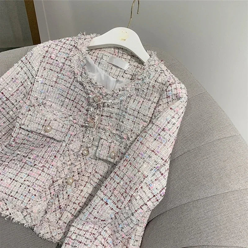 Cardigan Corto Donna Stile Coreano con Collo Tondo e Design Aperto – Giacca Imbottito