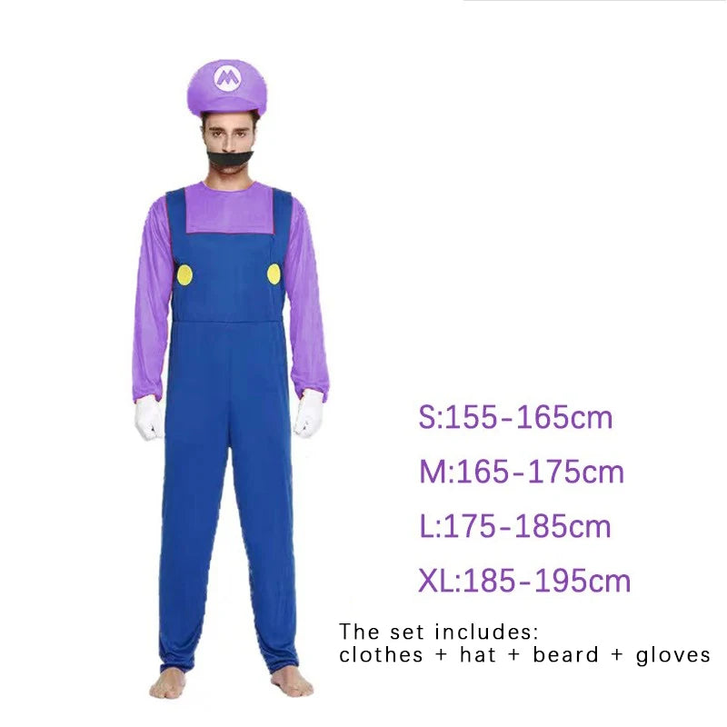 Costumi Cosplay Mario e Luigi – Uniformi Adulto Uomo & Donna per Halloween e Feste