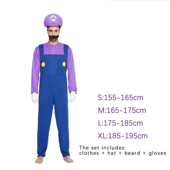 Costumi Cosplay Mario e Luigi – Uniformi Adulto Uomo & Donna per Halloween e Feste