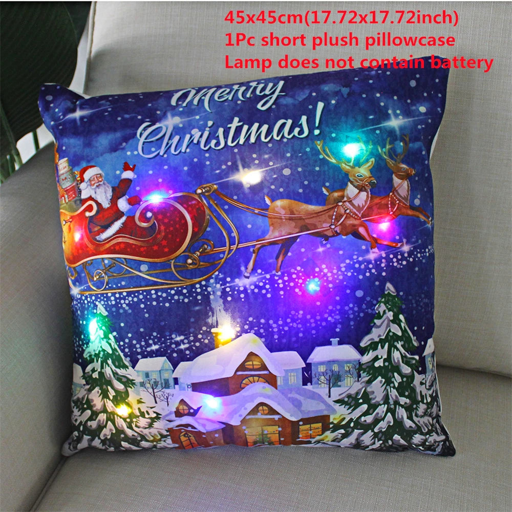 Copricuscino natalizio LED 45×45 cm ‒ federa luminosa decorativa per Natale, addobbo casa & divano