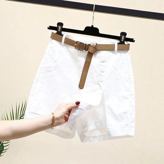 Gonna Pantaloncino Donna Vita Alta – Shorts A-Line con Bottoni