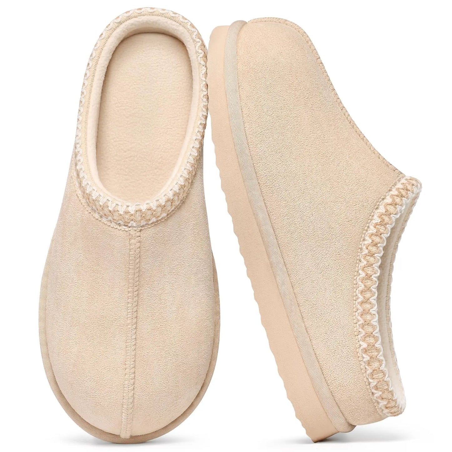 Slippers fuzzy donna 2025 in vera pelle scamosciata con memory foam – pantofole casa / outdoor antiscivolo inverno