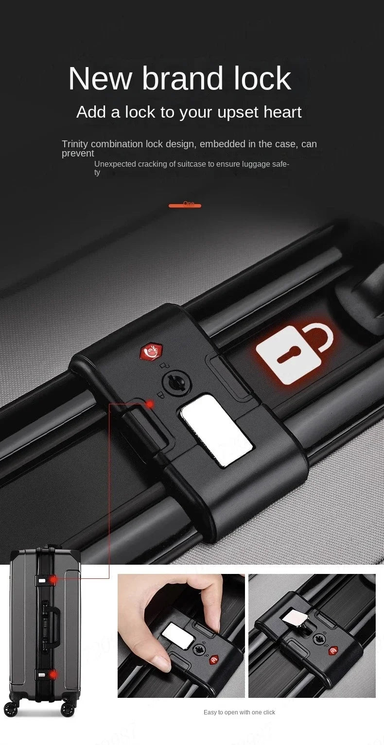 Trolley rigido alluminio 20-26″ cabina/da viaggio con serratura TSA + porte USB – valigia leggera e professionale