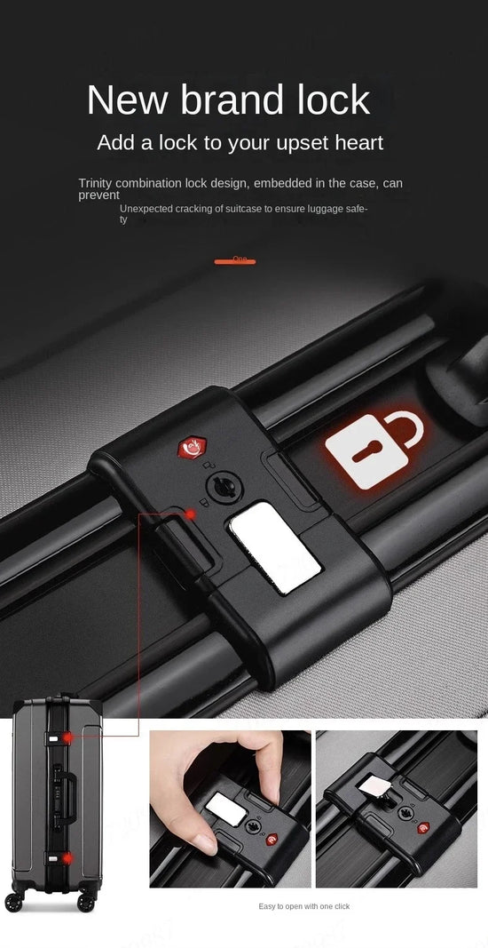 Trolley rigido alluminio 20-26″ cabina/da viaggio con serratura TSA + porte USB – valigia leggera e professionale