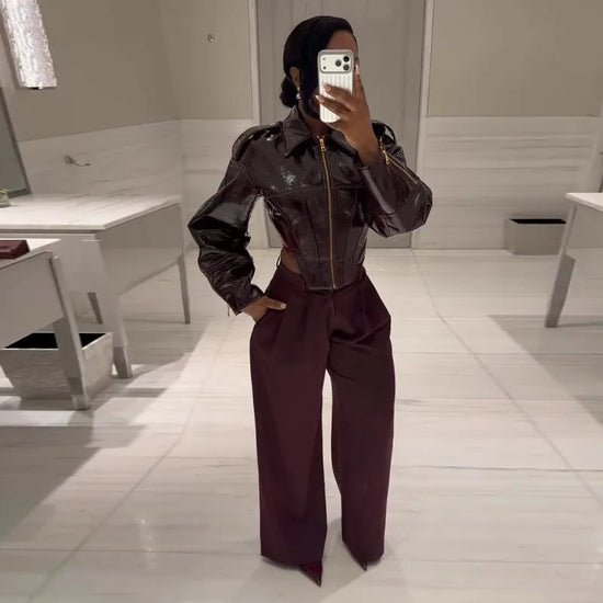 Giacca Crop in Ecopelle Vintage da Donna – Spring 2026 Streetwear con Zip e Colletto