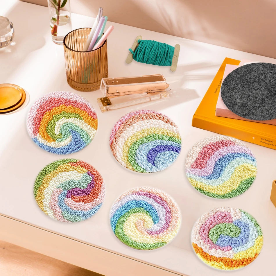 Kit Punch Needle Sottobicchieri Gatti – Set DIY Creativo per Principianti