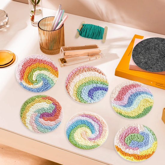 Kit Punch Needle Sottobicchieri Gatti – Set DIY Creativo per Principianti