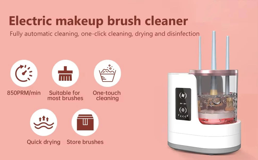 Pulitore Elettrico 3 in 1 per Pennelli Trucco – Lava, Asciuga e Organizza