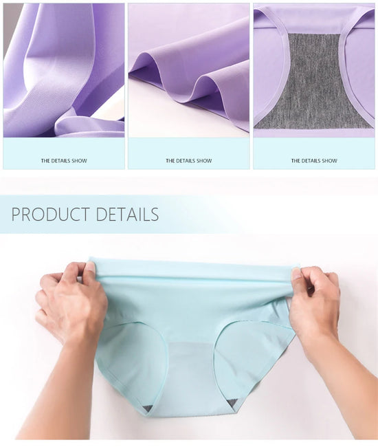 Set 9 pezzi perizomi donna seamless in ice-silk – mid-rise, mutandine traspiranti comfort quotidiano taglie grandi