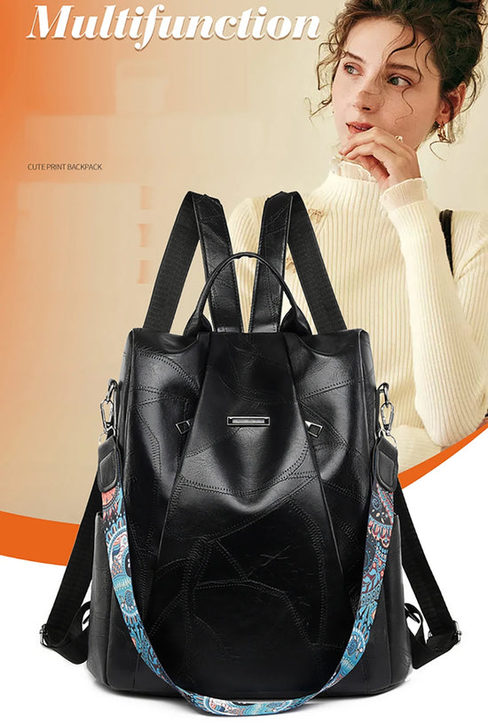 Zaino donna in pelle sintetica PU grande capacità – backpack anti-furto retrò per scuola, viaggio e uso quotidiano