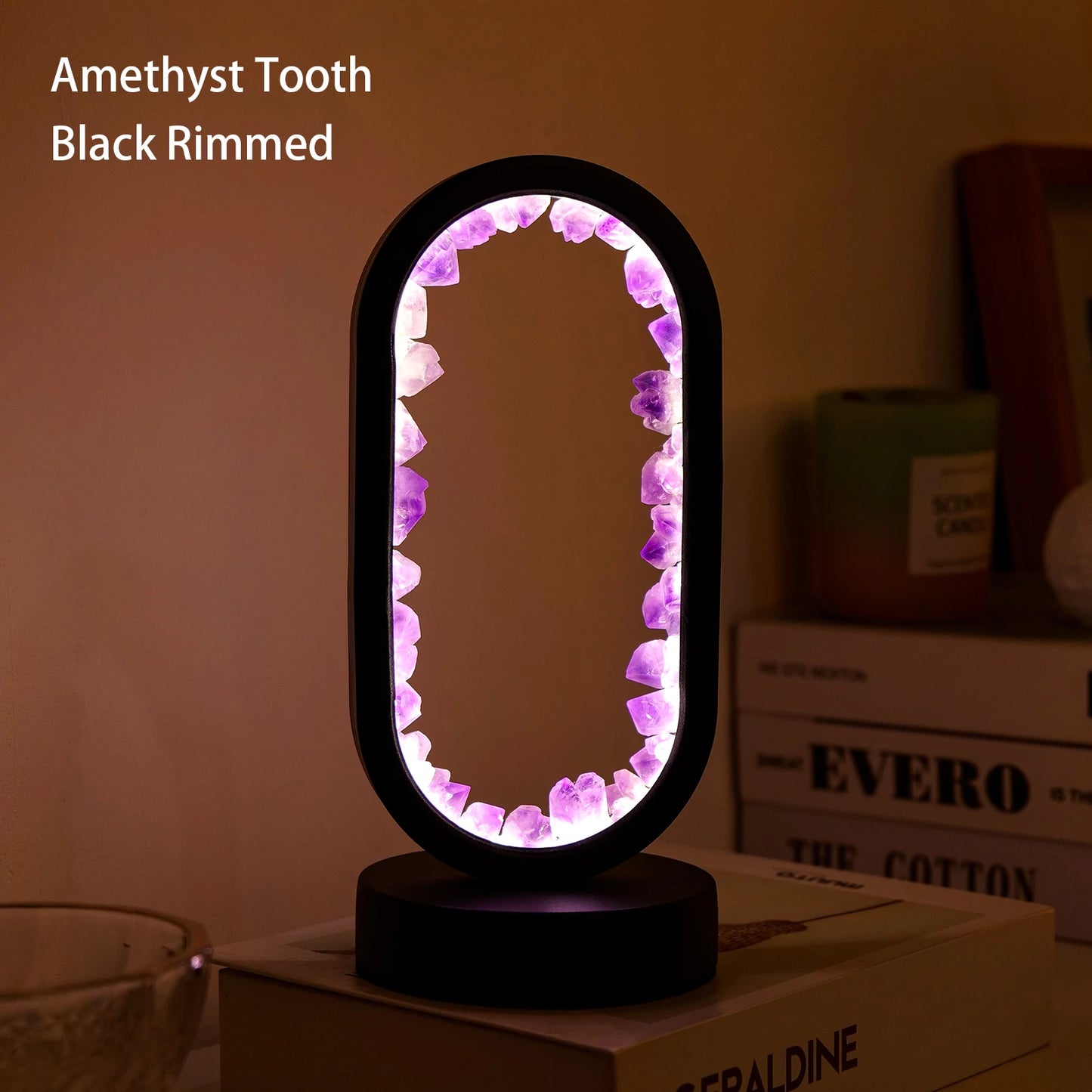 1PC LED Bedside Lamp | Natural Quartz & Amethyst Raw Stone Crystal Lamp | Soothing Night Light for Bedroom & Desk, Christmas Dec