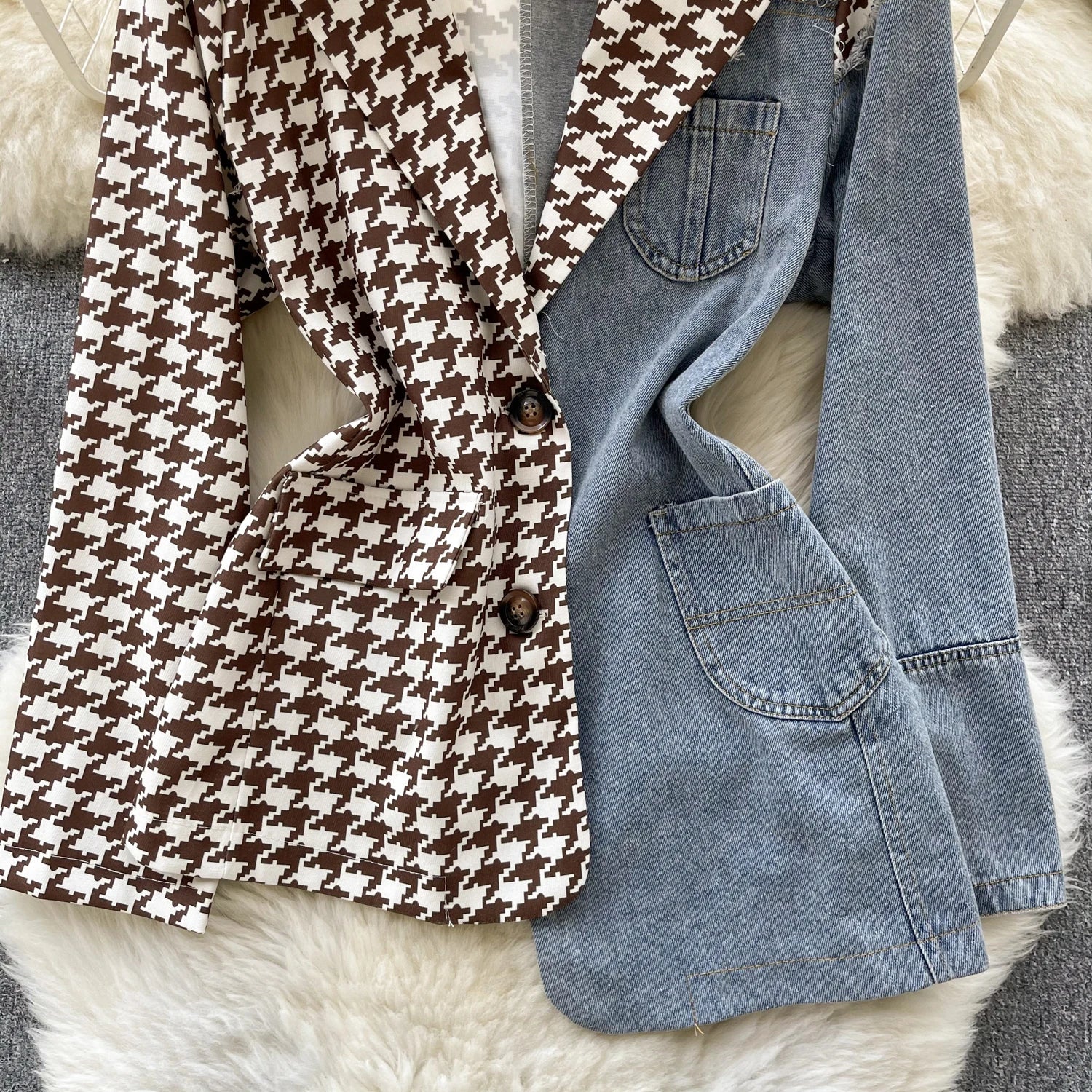 Giacca patchwork in denim con rever 2025 – blazer overshirt donna doppio bottone, vita slim, stile commuter