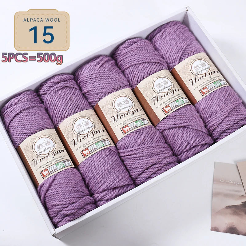 Set 5 gomitoli filato spesso alpaca 500 g – yarn grosso per maglioni, cappotti e crafting inverno
