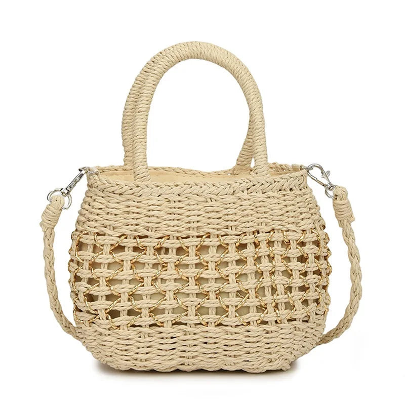 Borsa Piccola a Tracolla Donna in Paglia Intrecciata - Leggera e Trendy