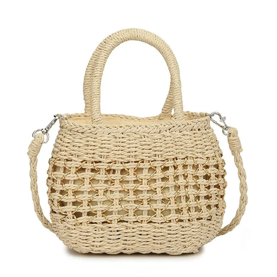 Borsa Piccola a Tracolla Donna in Paglia Intrecciata - Leggera e Trendy