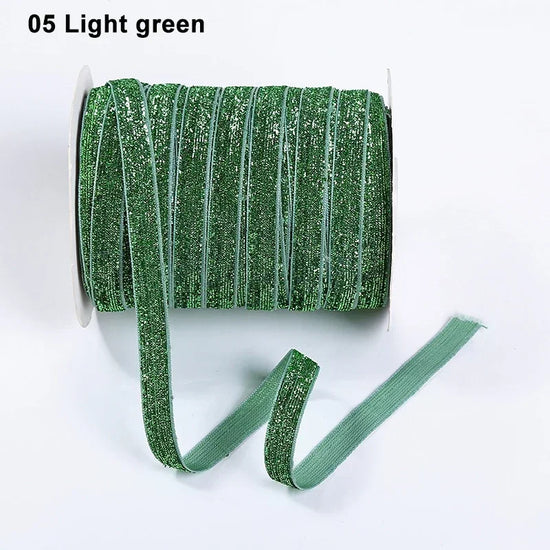 Nastro velluto glitter 10 mm – 50 metri multicolore per decorazioni, fai-da-te, confezioni regalo e artigianato