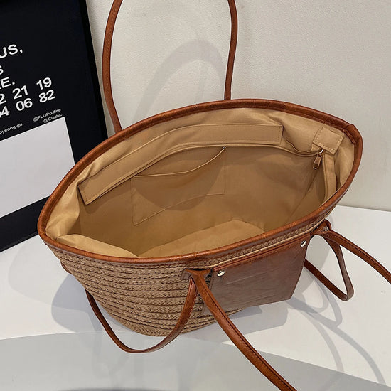 Borsa Donna in Paglia Intrecciata – Tote Estiva con Zip