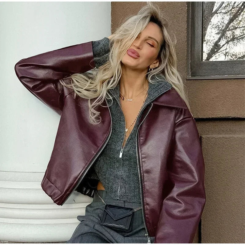Giacca Donna in Similpelle con Zip e Colletto - immagine 24
