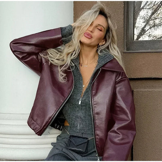 Giacca Donna in Similpelle con Zip e Colletto - immagine 24