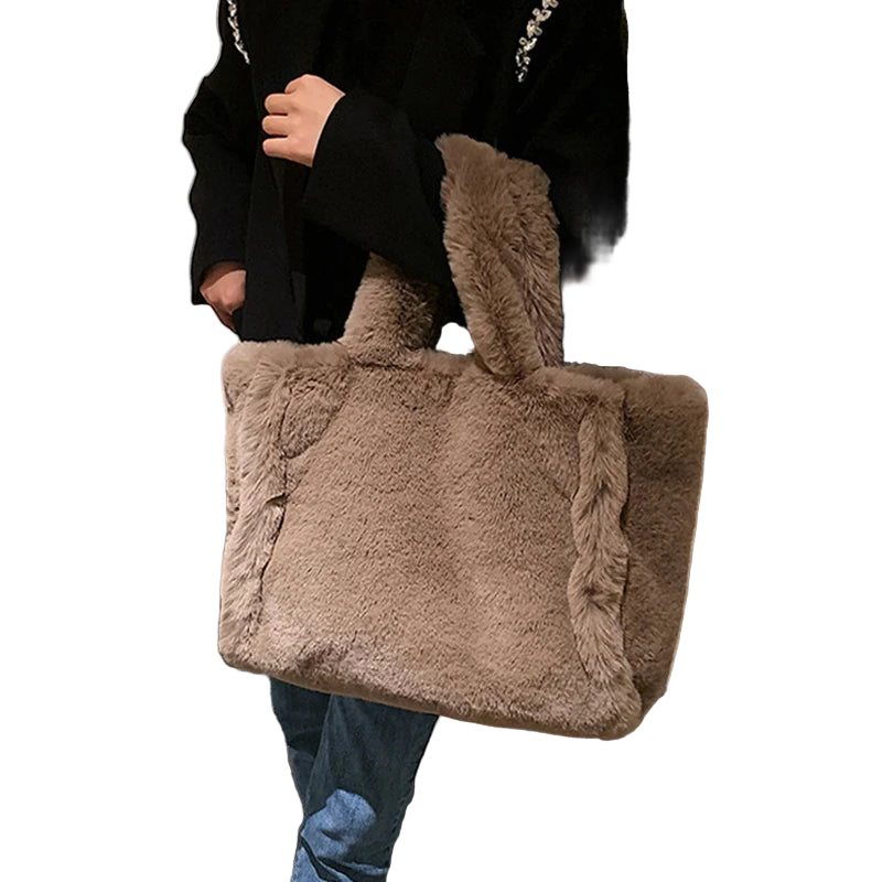 Shopper Tote Donna in Ecopelliccia Invernale – Borsa Furry Fluffy a Tracolla o Spalla