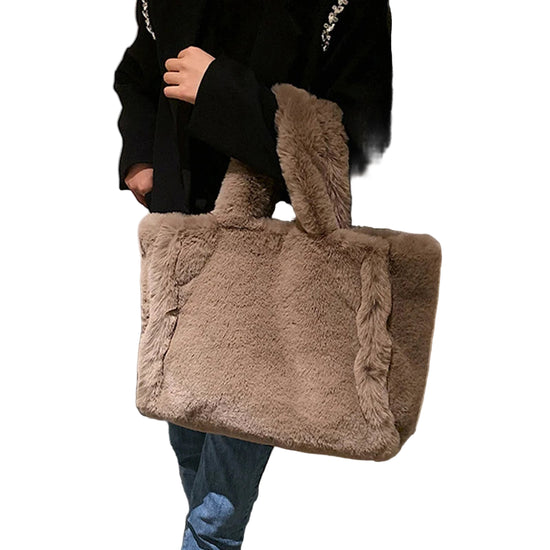 Shopper Tote Donna in Ecopelliccia Invernale – Borsa Furry Fluffy a Tracolla o Spalla