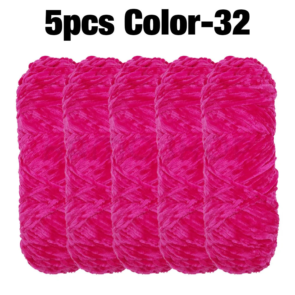 Set 5 rotoli filato ciniglia velluto 100 g – filo morbido e caldo per coperta, maglione, cuscini, DIY