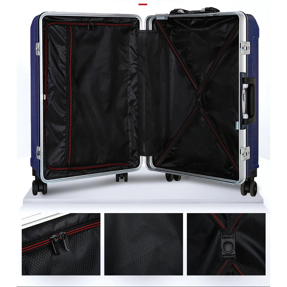 Trolley rigido alluminio 20-26″ cabina/da viaggio con serratura TSA + porte USB – valigia leggera e professionale